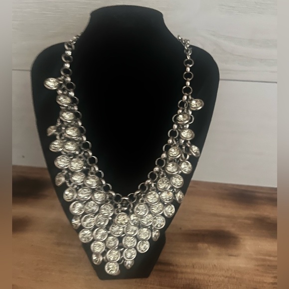 Vintage Crystal Rhinestone Chain Choker Collar Bib Pendant Statement Necklace - Picture 6 of 7